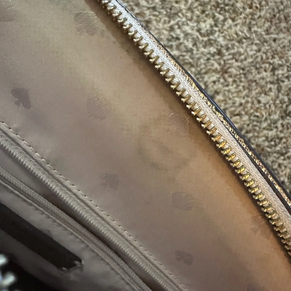 Kate Spade Metallic Champagne Saffiano Leather Dome Satchel Handbag